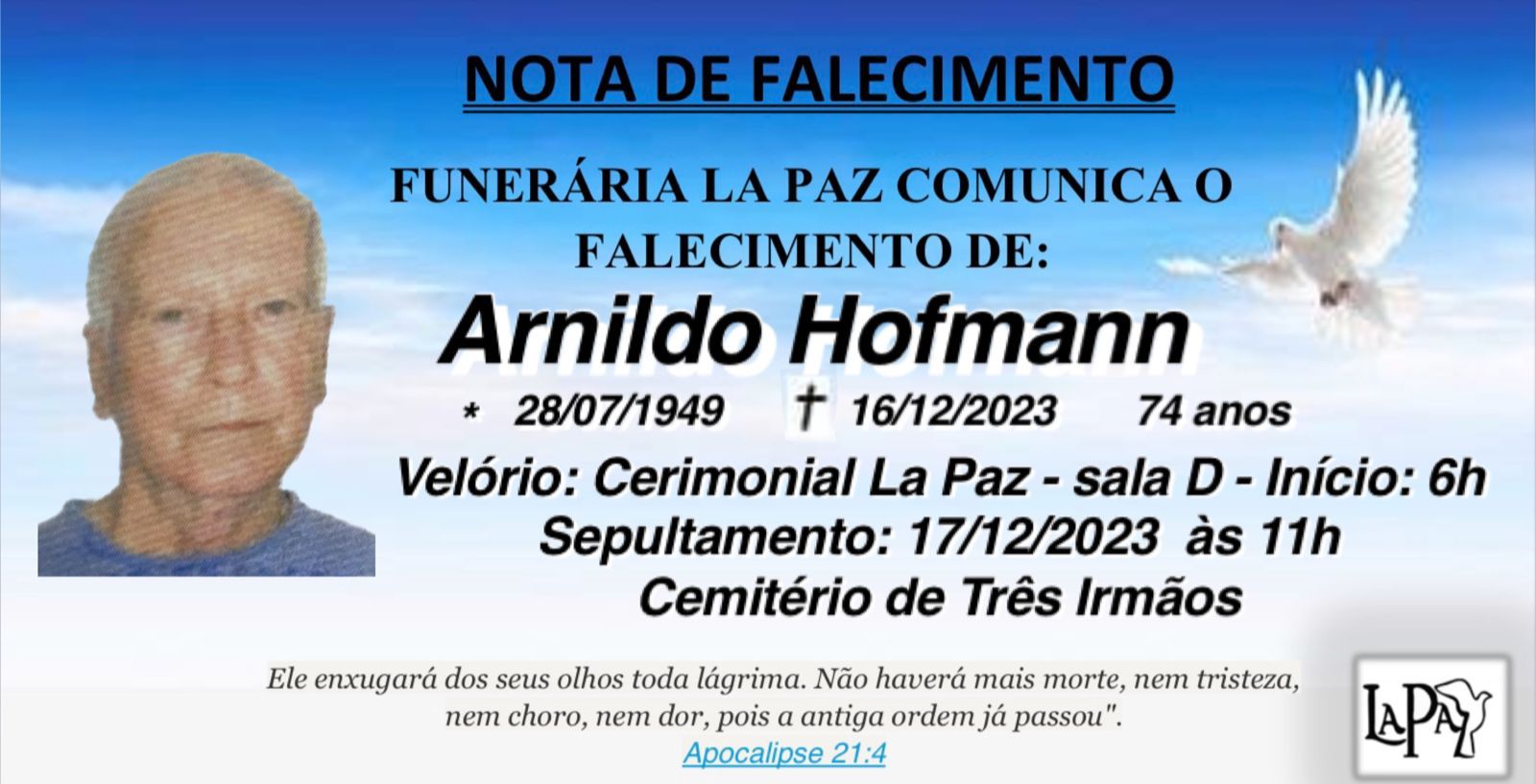 Falecimento | Arnildo Hofmann