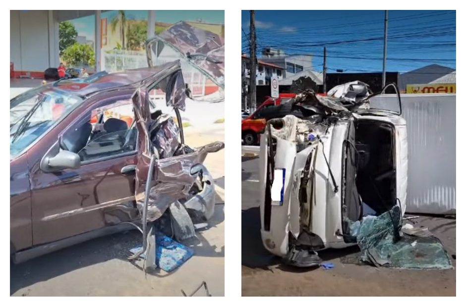 Carro com placas de Rolante é atingido por caminhão e seis pessoas ficam feridas em Novo Hamburgo