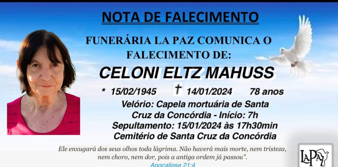 Falecimento | Celoni Eltz Mahuss