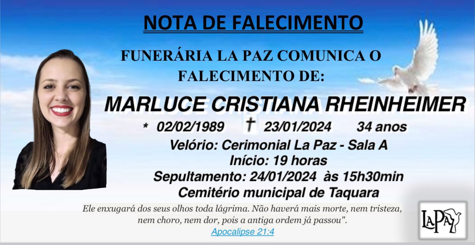 Falecimento | Marluce Cristiana Rheinheimer