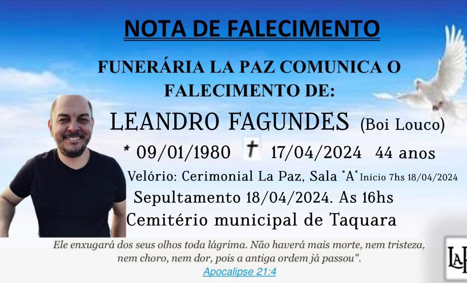 Falecimento | Leandro Fagundes