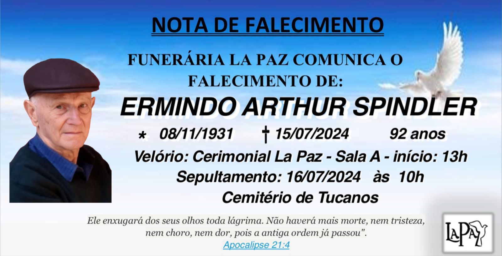 Falecimento | Ermindo Arthur Spindler