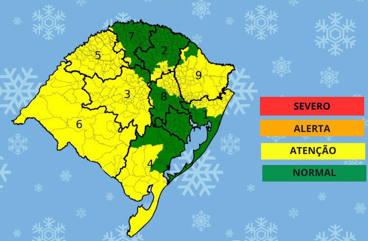 Defesa Civil alerta que massa de ar polar seguirá atuando no Estado pelos próximos dias