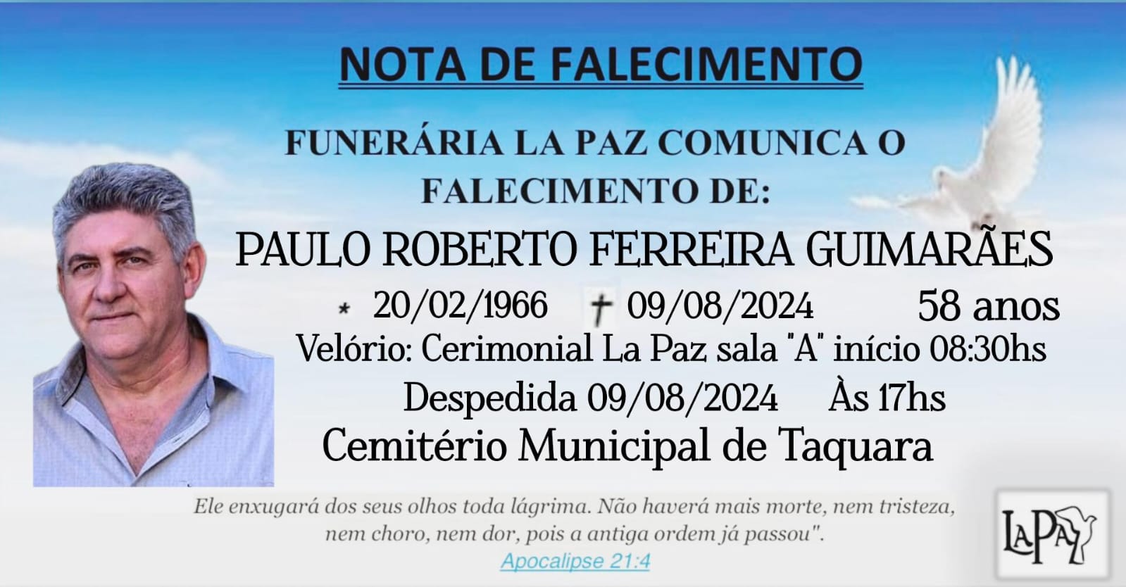 Falecimento | Paulo Roberto Ferreira Guimarães