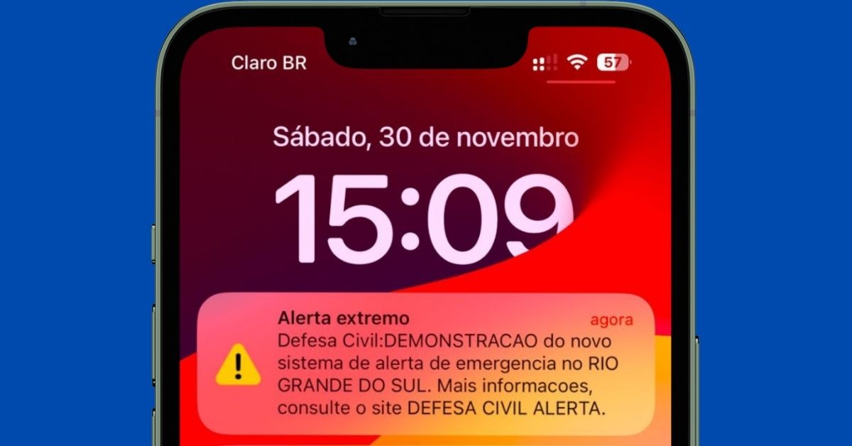 Teste de alerta da Defesa Civil é emitido para celulares de municípios da região