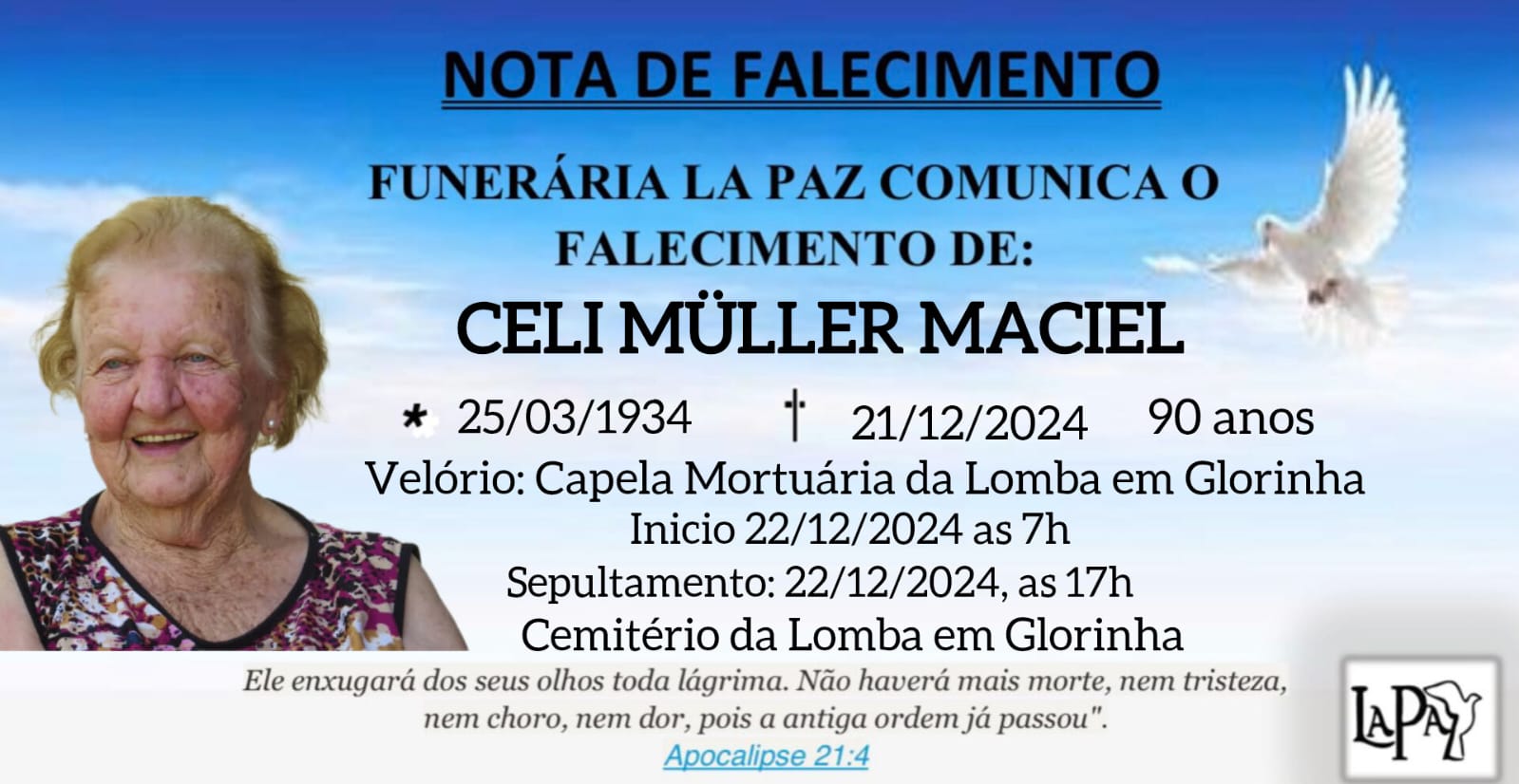 Falecimento | Celi Müller Maciel