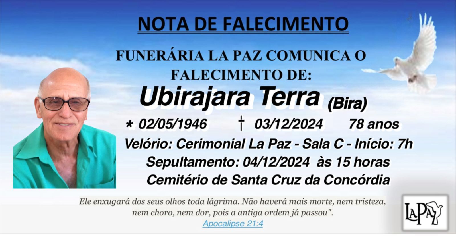 Falecimento | Ubirajara Terra (Bira)