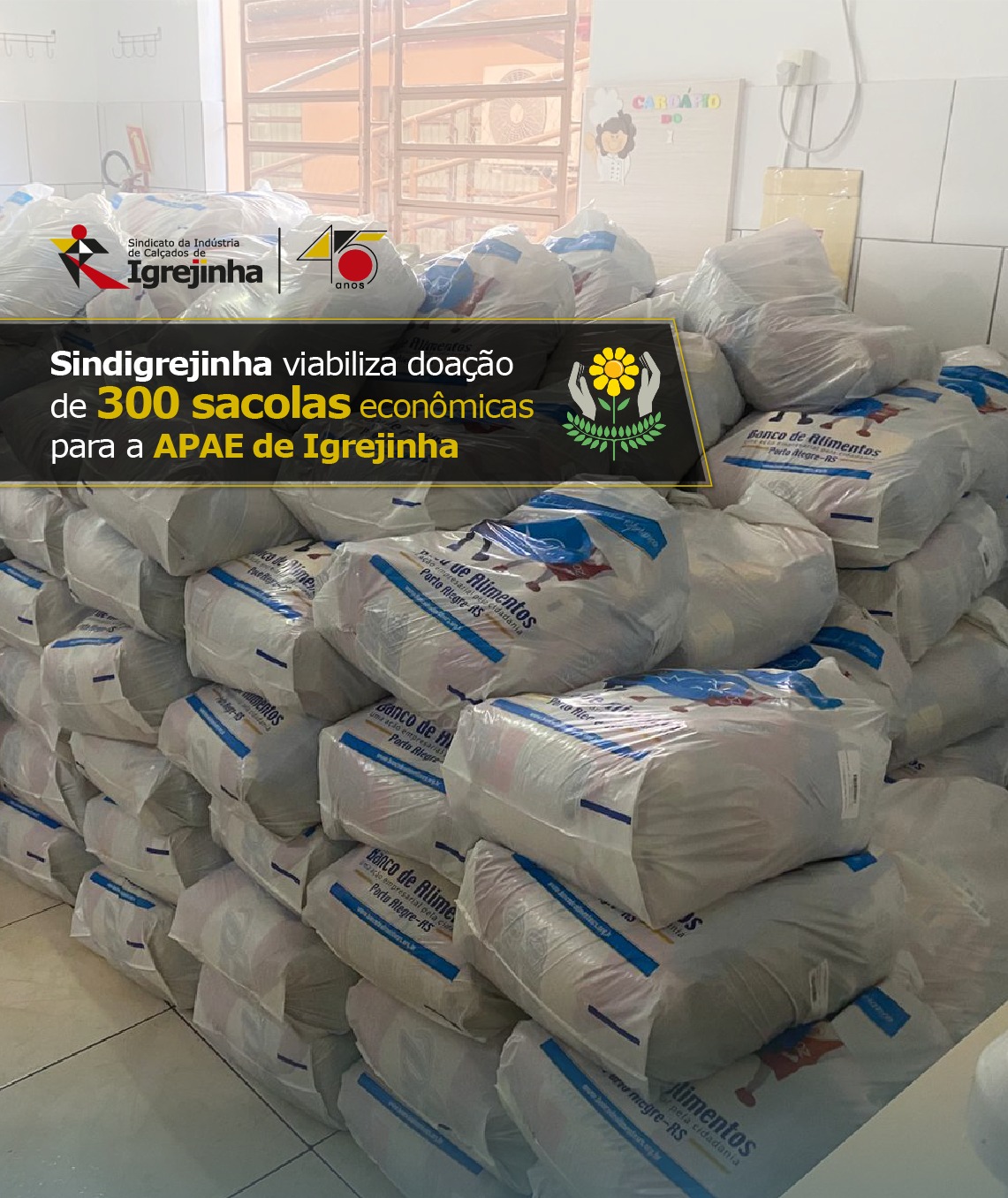 APAE de Igrejinha recebe 300 sacolas do Projeto Indústria Solidária