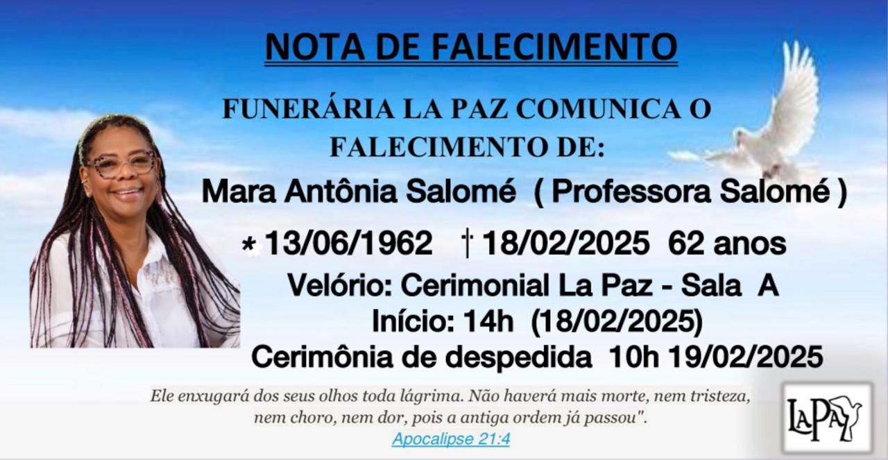 Falecimento | Mara Antônia Salomé (Professora Salomé)