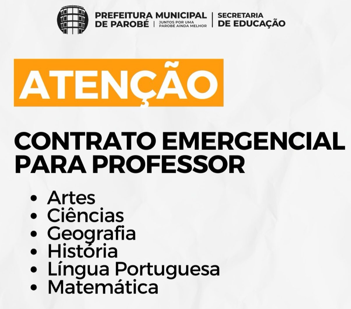 Parobé oferece contratos temporários para professores de Ensino Médio