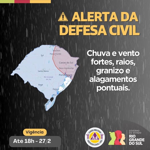 Defesa Civil alerta para possível temporal na região do Paranhana