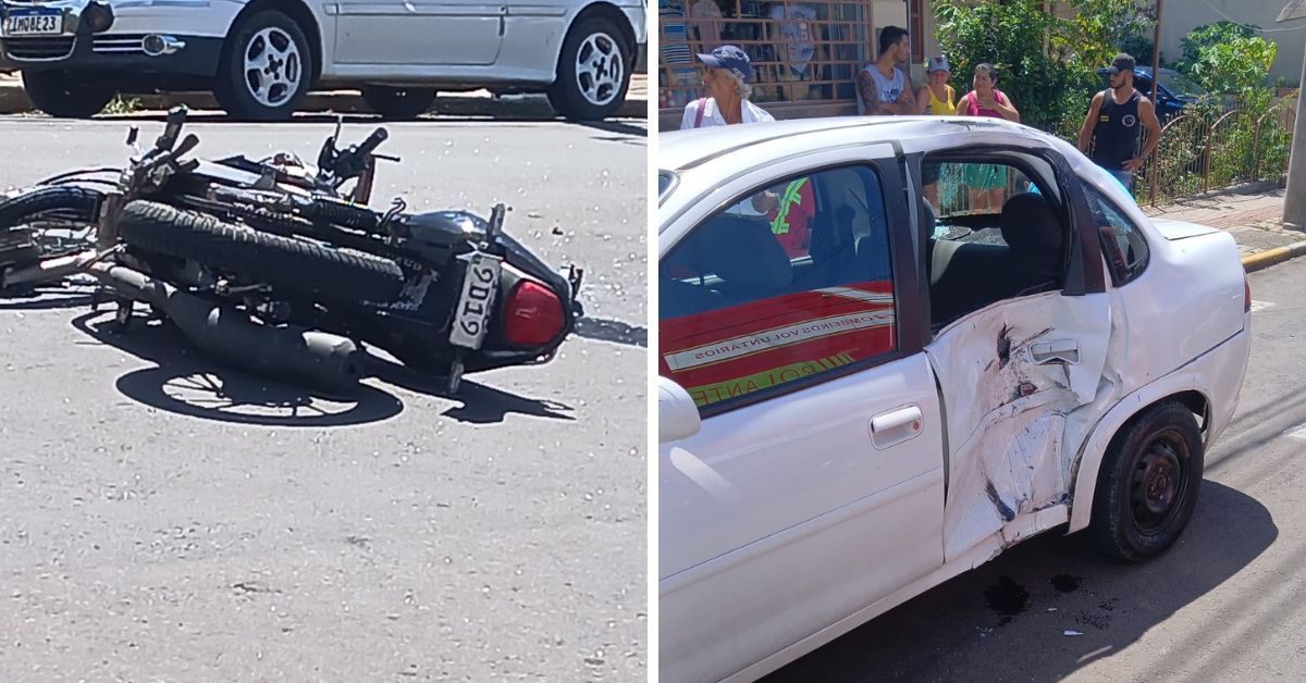 Colisão entre carro e moto deixa duas pessoas feridas em Rolante