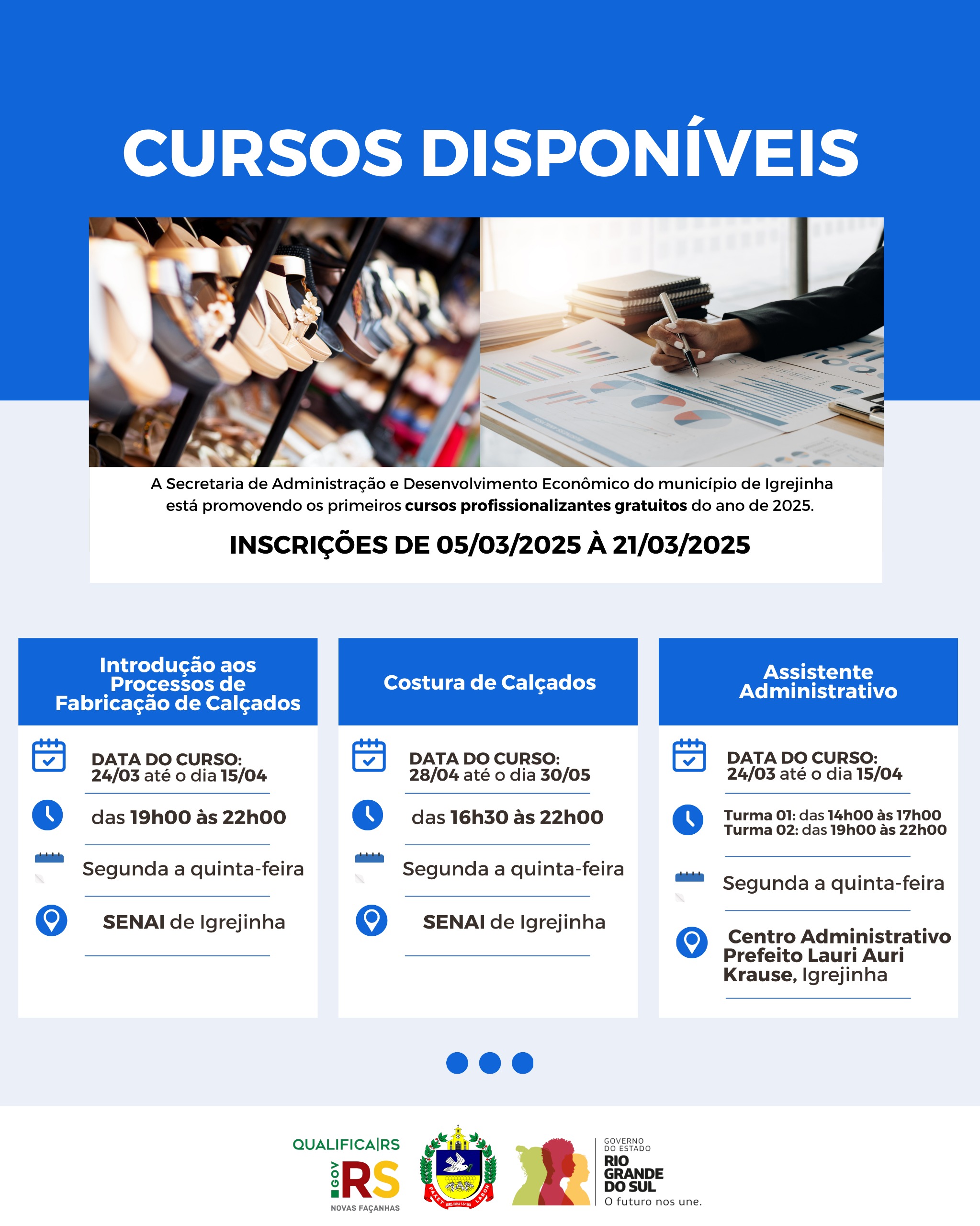 Igrejinha abre inscrições para cursos profissionalizantes