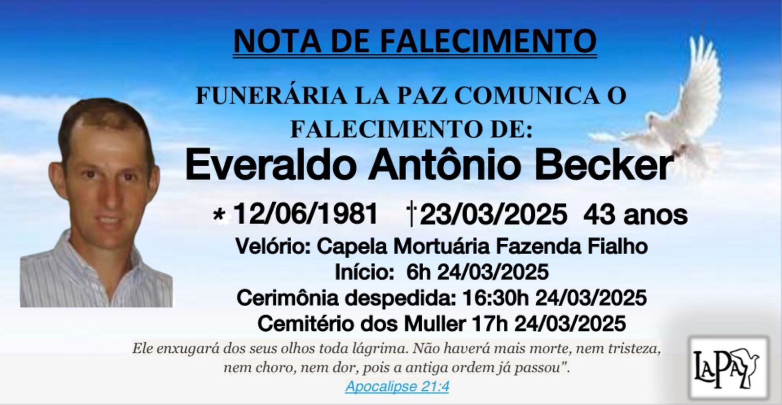 Falecimento | Everaldo Antônio Becker