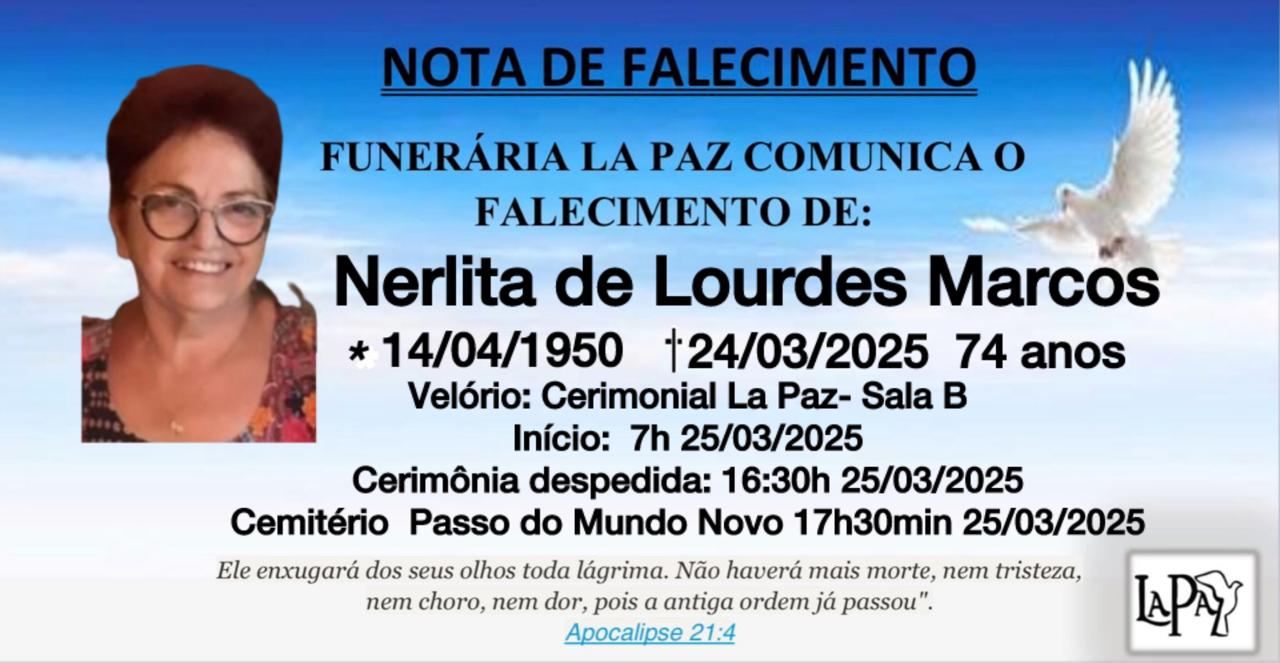 Falecimento | Nerlita de Lourdes Marcos