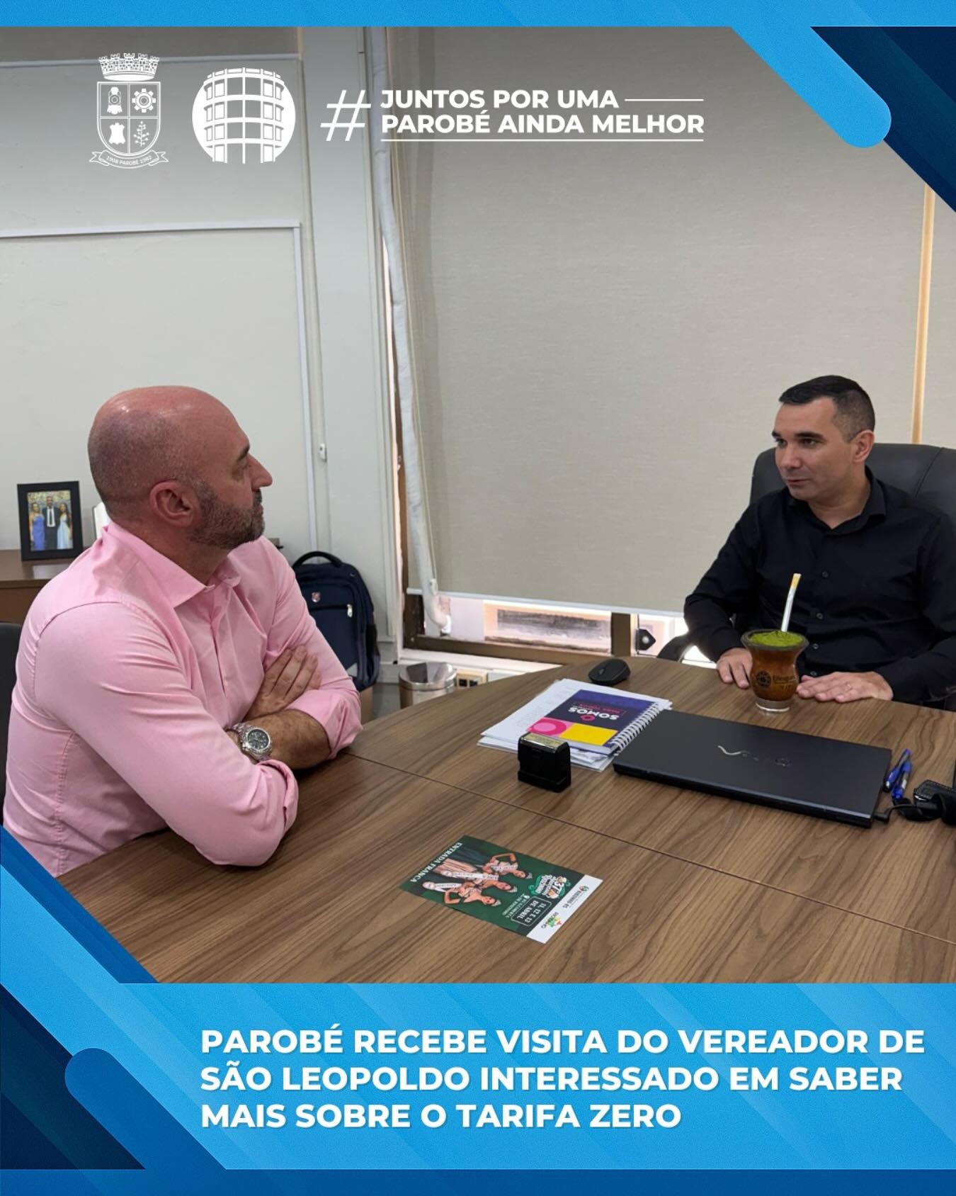 Parobé recebe visita do vereador de São Leopoldo interessado sobre o Tarifa Zero