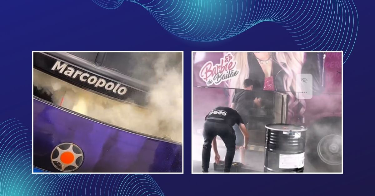 Princípio de incêndio atinge ônibus da Banda 10 em posto de combustíveis de Igrejinha