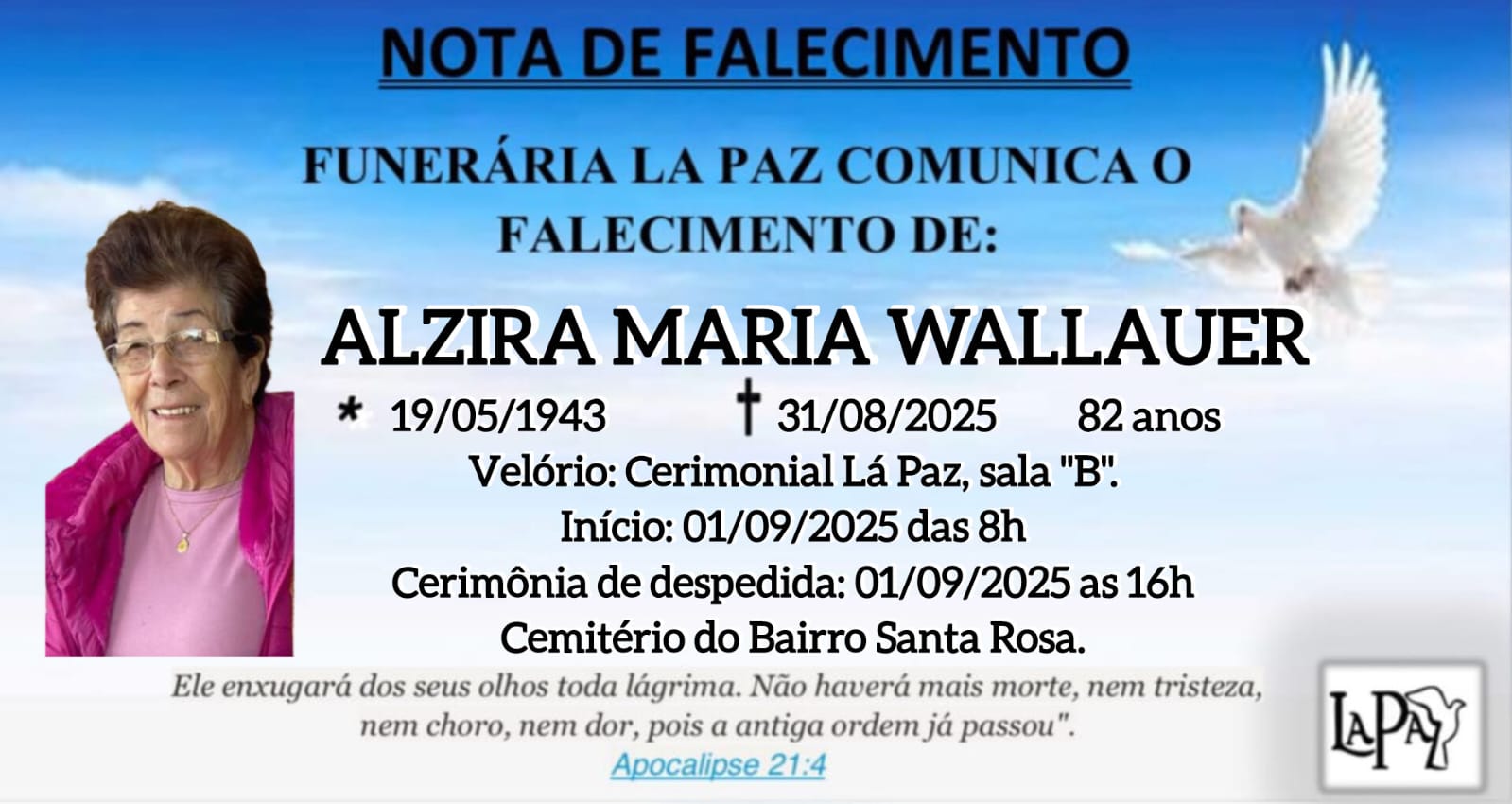 Falecimento | Alzira Maria Wallauer