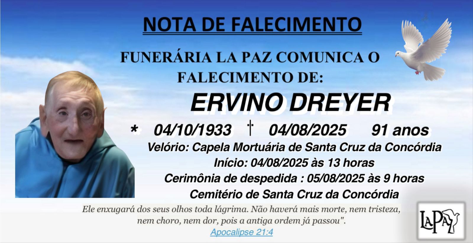 Falecimento | Ervino Dreyer