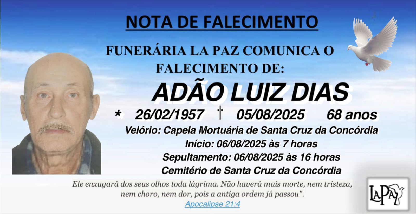 Falecimento | Adão Luiz Dias