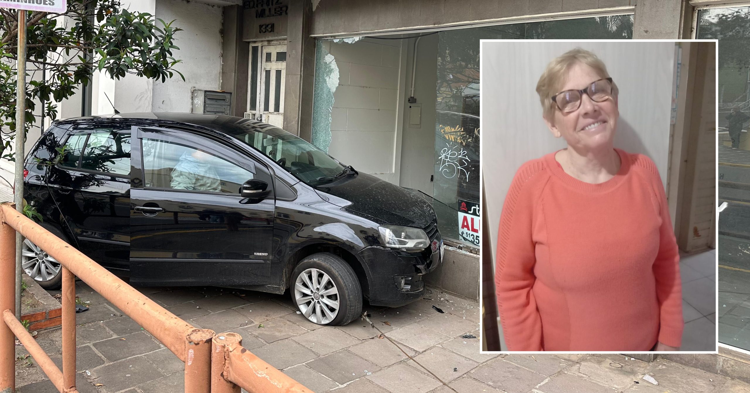 Idosa escapa de ser prensada por veículo durante acidente em Taquara