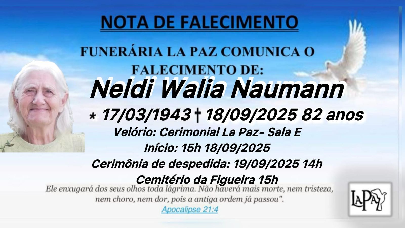 Falecimento | Neldi Walia Naumann