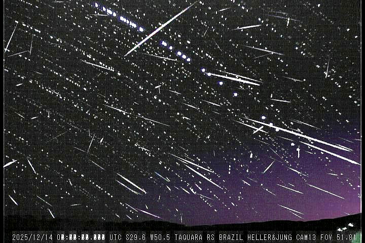 VÍDEO: Observatório de Taquara registra mais de 700 meteoros durante pico da Chuva de Geminídeas, a mais intensa do ano