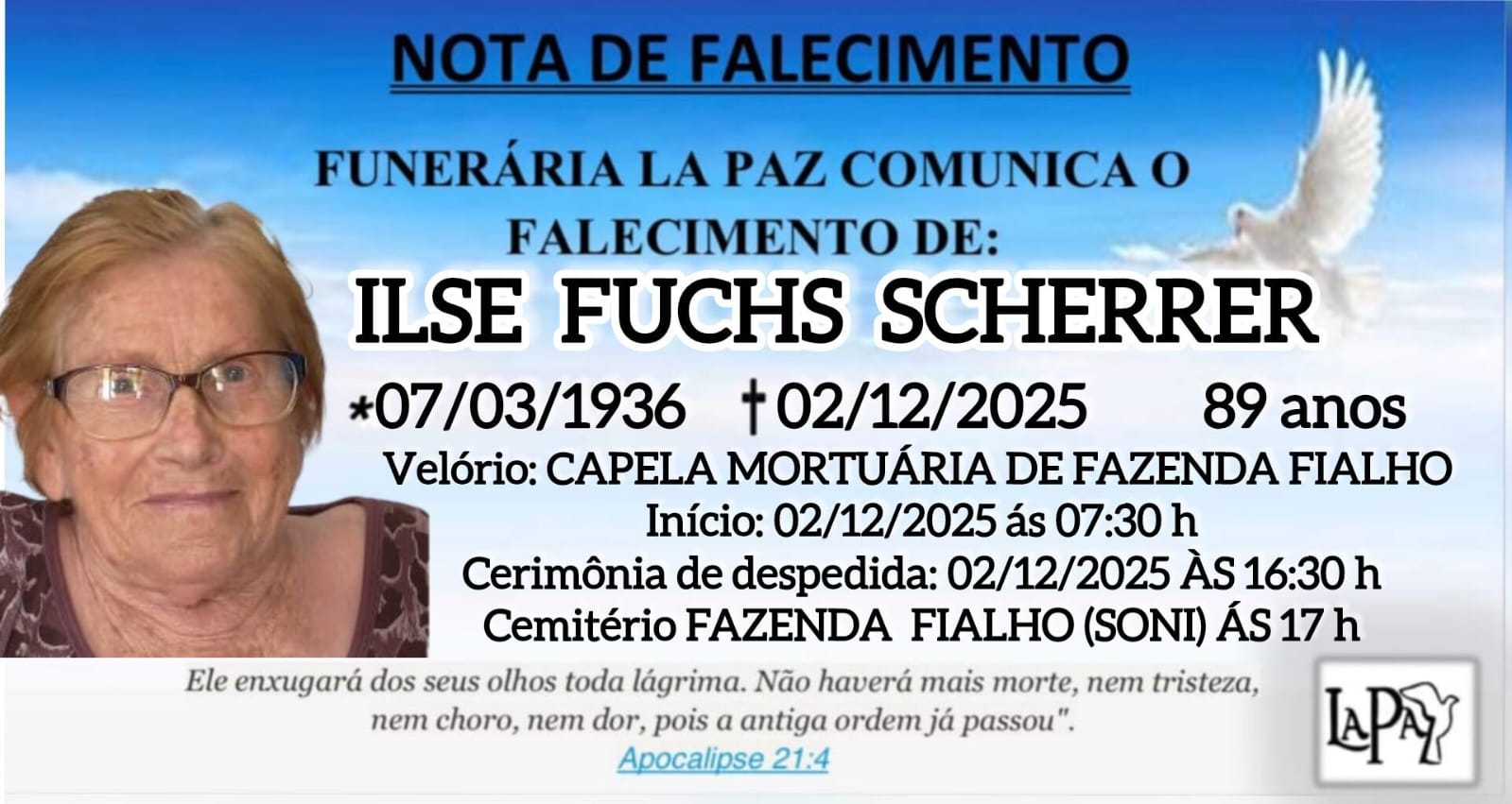 Falecimento | Ilse Fuchs Scherrer