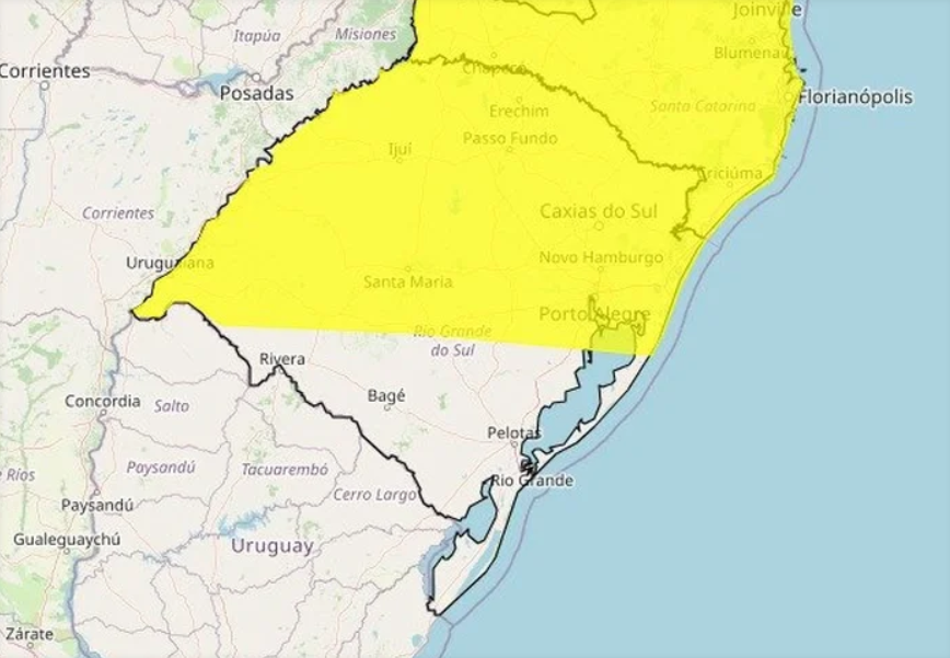 Região entra em novo alerta de tempestade com risco de granizo na metade norte do Estado