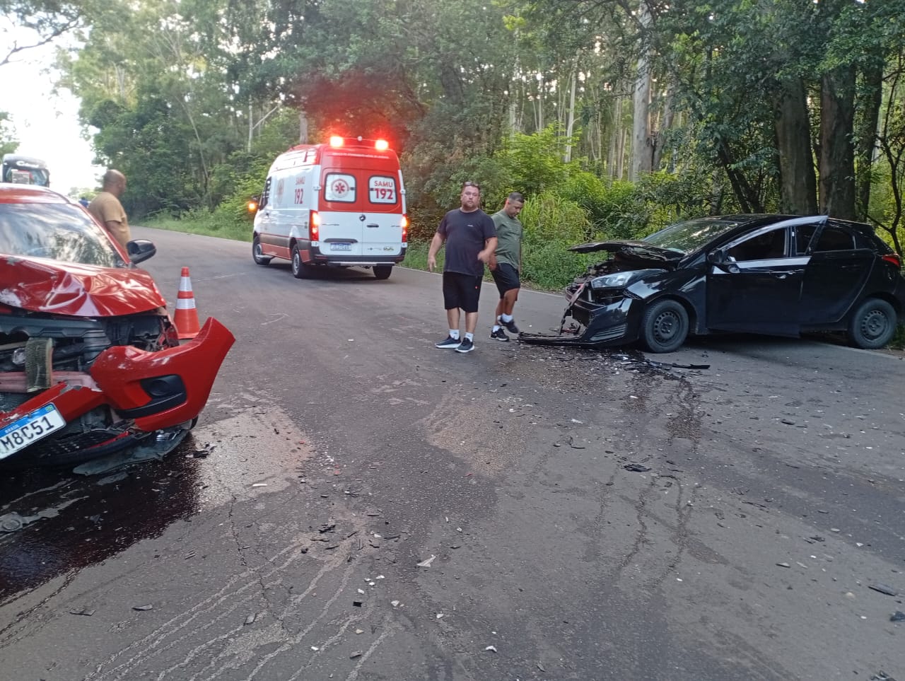Dois homens sofrem lesões em colisão frontal na ERS-020