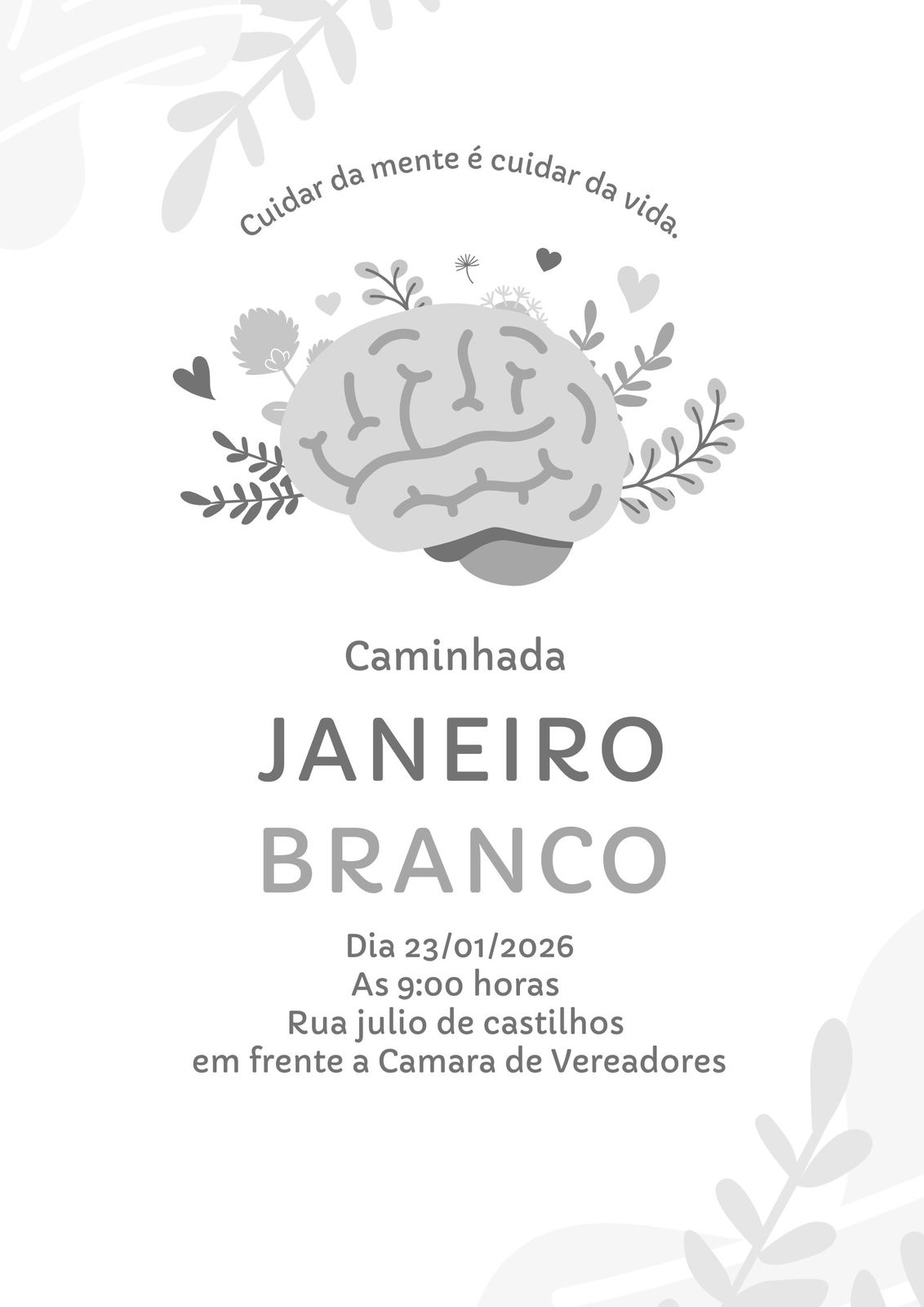 Caminhada do Janeiro Branco conscientiza sobre saúde mental em Taquara