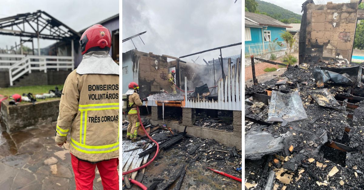 Incêndio destrói residência em Três Coroas