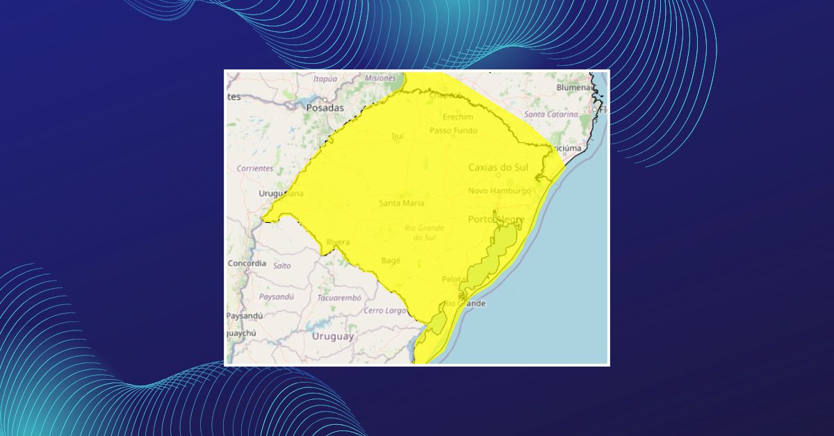 INMET emite aviso de perigo potencial para tempestade em todo o Rio Grande do Sul