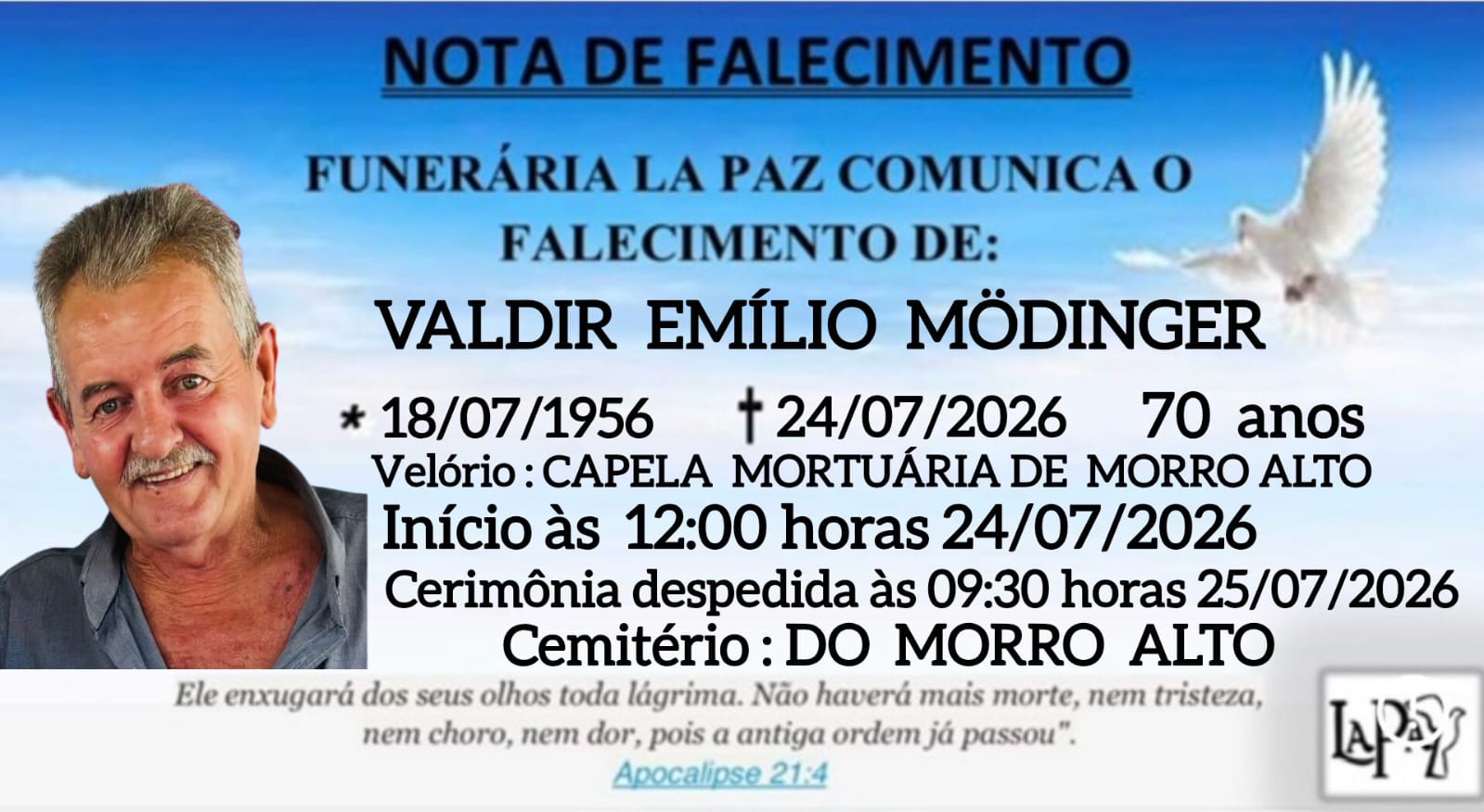 Falecimento | Valdir Emílio Mödinger