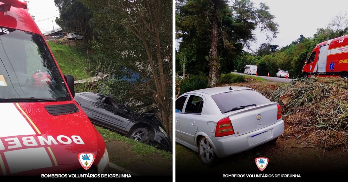 Corpo de Bombeiros Voluntários de Igrejinha atende duas ocorrências de trânsito na manhã deste domingo (2)