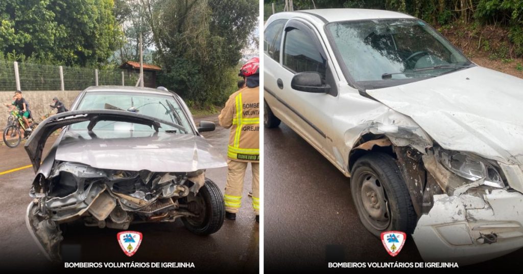 Colisão entre dois veículos deixa três feridos na Estrada Belmiro Wallauer, em Igrejinha