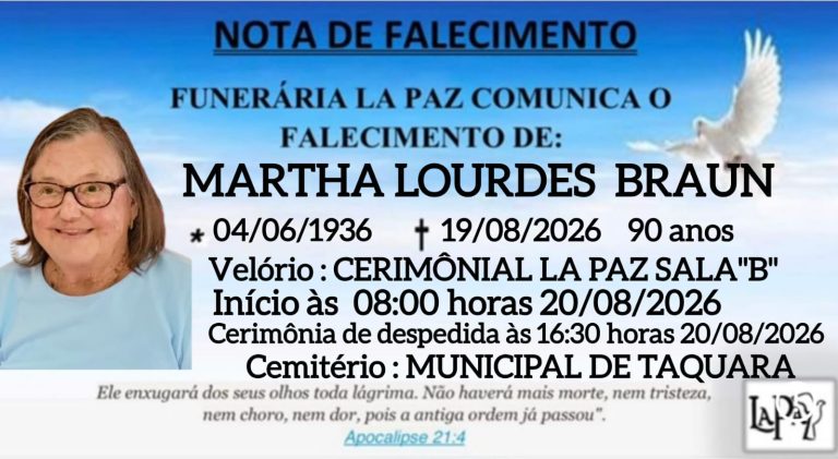 Falecimento | Martha Lourdes Braun